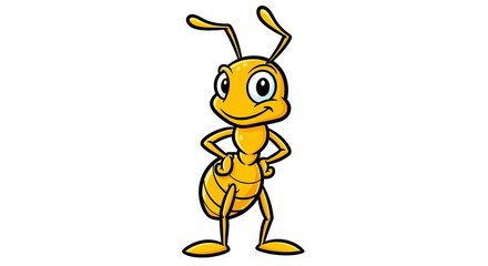 Obraz premium Cartoon ant character illustration standing with arms crossed on white background