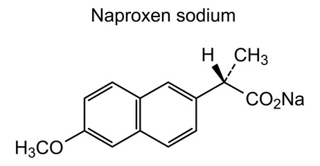 Chemical structure of naproxen sodium, drug substance
