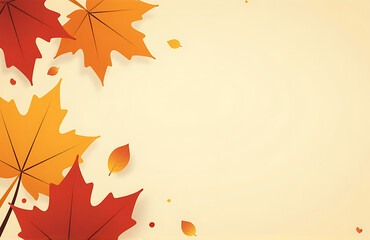 Fototapeta premium autumn banner featuring falling leaves flat design style warm color palette space