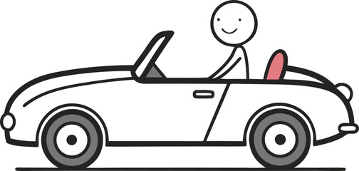 Cartoon baby with a car on transparent background