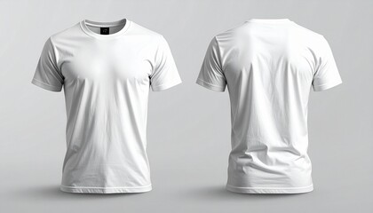 Plain white T-shirt shown from front and back views on light gray background—classic, minimal, and ready for customization.