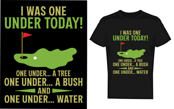 Funny golfer silhouette saying i was one under today for golf lovers perfect for sports enthusiasts and gift ideas silhouette