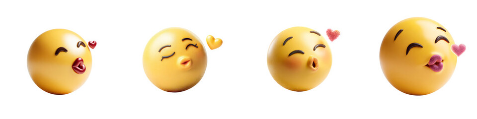 Fototapeta premium Blurry distorted face emojis isolated on transparent background