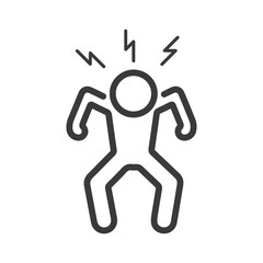 angry furious man screaming clip art icon symbol, emotional stress, psychological problems, negative emotion, isolated thin line vector illustration