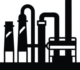 Pipes on construction site silhouette vector art illustration