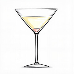 Stylish cocktail glass illustration on white background, modern design