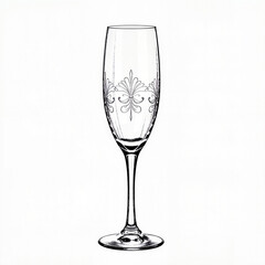 Vintage champagne glass illustration with delicate engravings, elegance