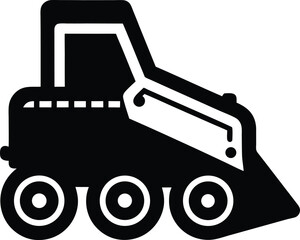 Skid steer loader silhouette vector art illustration
