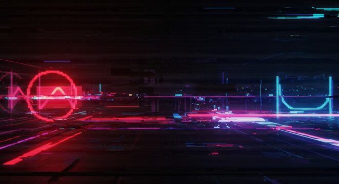 Abstract heartbeat waveform red blue energy technology