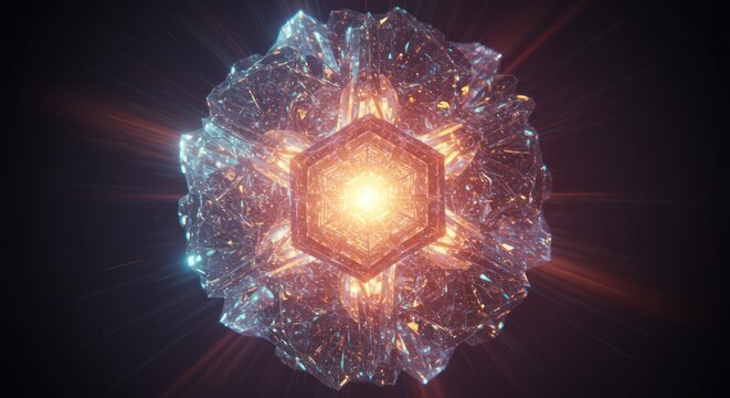 Abstract luminous crystal structure - Powered by Adobe