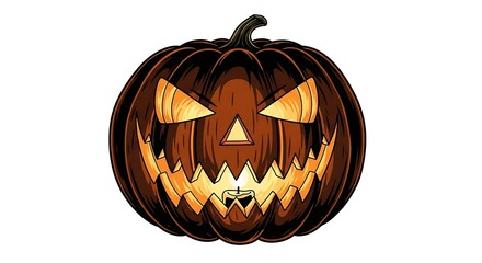 Spooky Jack-o'-lantern with glowing candle and carved menacing face