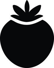 Simple silhouette icon of a fresh tomato fruit symbol for food and healthy eating graphics applications