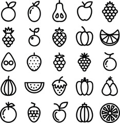 Charming collection of hand-drawn fruit icons a delightful assortment for digital design projects