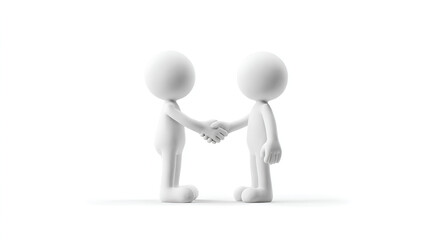 The clean, sterile white background with soft lighting isolates the figures, creating a clear visual metaphor for agreement, cooperation, partnership, or successful business deals.
