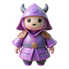 Fototapeta premium A charming, stylized figure in purple armor stands ready, radiating a gentle, friendly presence.