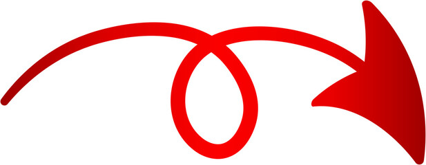 Curved Red Arrow Illustration Pointing Down