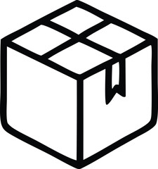 Hand drawn icon of a cardboard box with tape ready for shipping and delivery logistics packaging and storage symbol