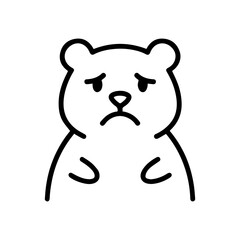 outline sad bear on a white background
Vector line icon animal character emotion, including joy and sadness
