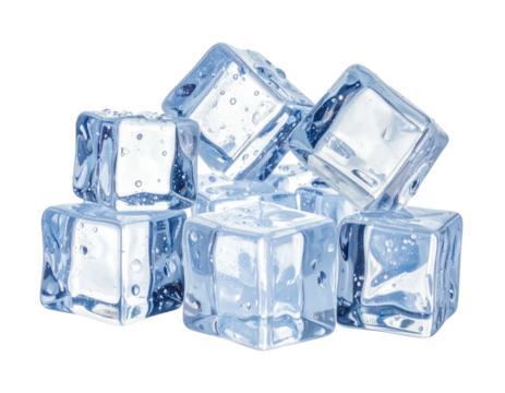 A cluster of clear ice cubes