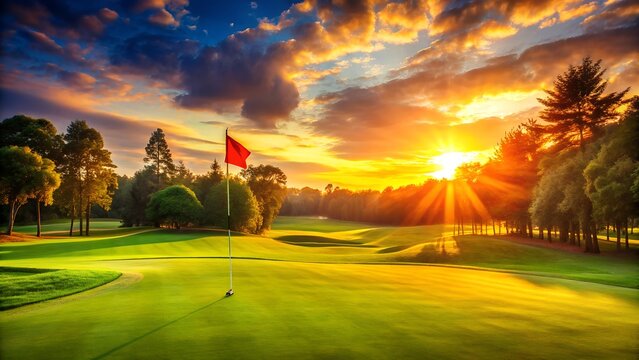 golf course at sunset