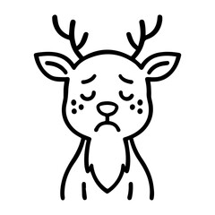 outline sad deer on a white background
Vector line icon animal character emotion, including joy and sadness