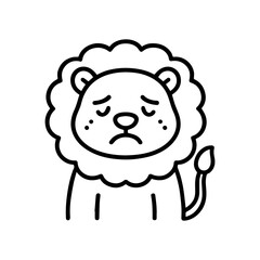 outline sad lion on a white background
Vector line icon animal character emotion, including joy and sadness