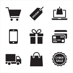 cyber monday vector art icon pack silhoette icon set bandle banner black disign and white backgrount sampol disign icons set