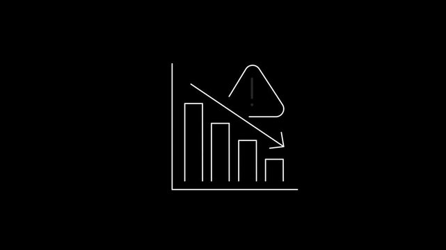 Decrease Icon Animation black Background  Cost Reduction and Financial Growth Motion Graphic , upward arrow pointing upwards, symbolizing growth or decrease in financial growth , 