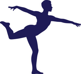 Elegant ballet dancer silhouette, graceful pose, classical dance movement, artistic balance, female ballerina, performance art, posture control, flat vector illustration