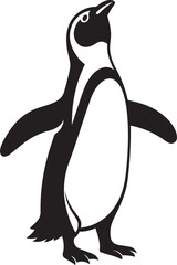 Penguin silhouette standing upright bird, Black and white penguin animal vector