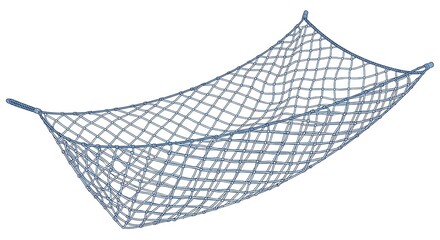 Empty woven net hammock swaying gently, offering a serene escape for ultimate outdoor relaxation and summer leisure on a peaceful day, perfect for unwinding in comfort
