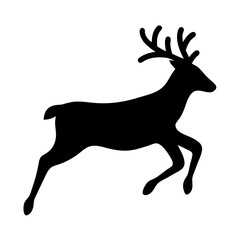Black silhouette of a reindeer running vector illustration christmas holiday season design art, svg