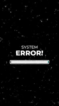 System error message with malfunctioning loading bar isolated on white background. Suitable for website design, tech articles, and cybersecurity concepts. 4k vertical video with glitch effect