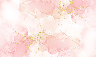 Elegant abstract background with soft pink tones, golden marble veins, and delicate texture. Perfect for luxury design, modern art prints, invitations, packaging, and digital wallpapers.