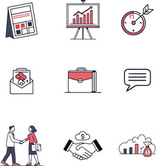 Business icons set with vector symbols for web design and office