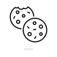 Cookies line icon. Sweet pastry cookie symbol. Food concept. Isolated on a white background. Editable stroke. Flat design. Vector illustration.