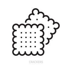 Crackers line icon. Sweet pastry cracker symbol. Food concept. Isolated on a white background. Editable stroke. Flat design. Vector illustration.