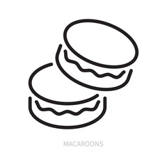 Macaroons line icon. French sweet pastry symbol. Food concept. Isolated on a white background. Editable stroke. Flat design. Vector illustration.
