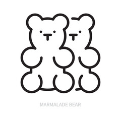 Gummy bear line icon. Marmalade bear sweet symbol. Food concept. Isolated on a white background. Editable stroke. Flat design. Vector illustration.