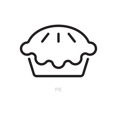 Pie line icon. Sweet pastry, bakery symbol. Food concept. Isolated on a white background. Editable stroke. Flat design. Vector illustration.