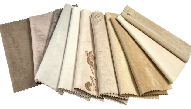 Beige and cream fabric swatches, various textures