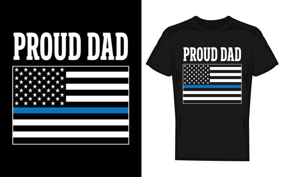 Proud dad of police officer law enforcement banner design featuring a silhouette of a father and child with subtle patriotic elements silhouette