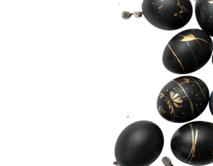 Black Easter Eggs with Gold Design