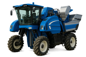Blue grape combine harvester machine for vineyard agriculture