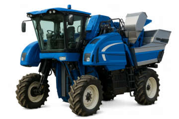 Blue grape combine harvester machine for vineyard agriculture