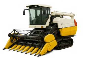 Combine harvester corn header against transparent background