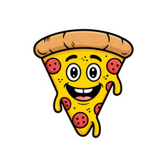 Smiling Cartoon Pizza Slice
