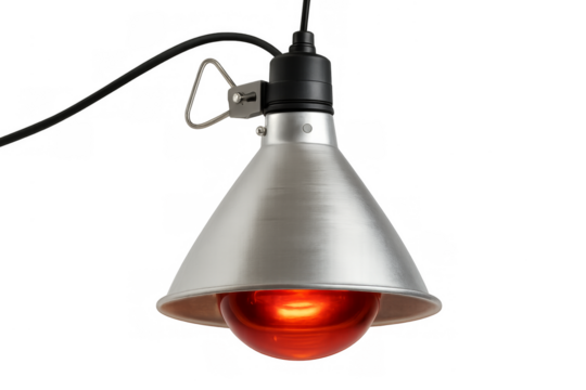Industrial heat lamp warming with red infrared light
