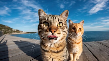 Obraz premium bengal cat on the beach