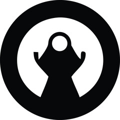 Abstract silhouette of a figure within a circular aiming reticle symbol icon